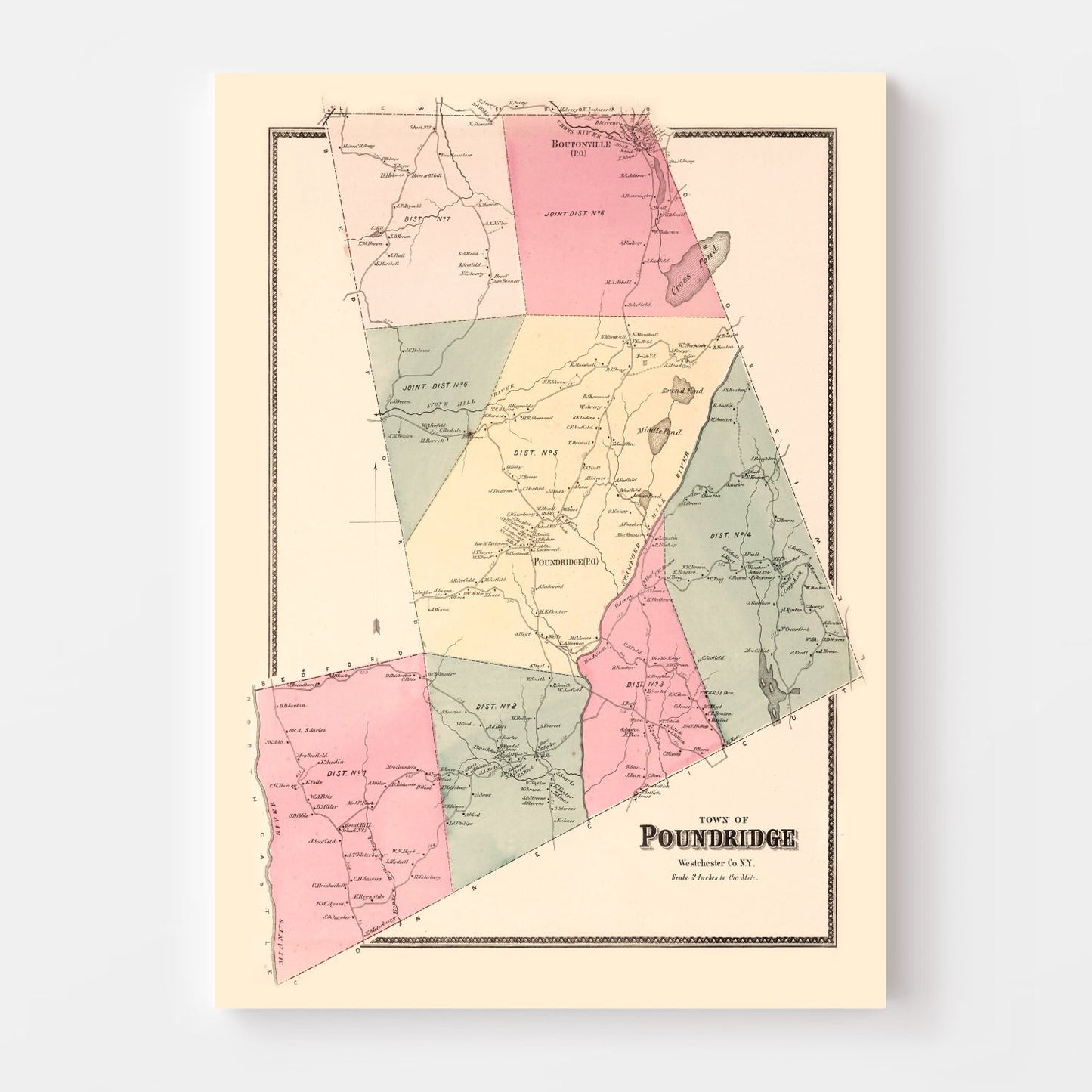 Vintage Map of Pound Ridge, New York, 1867