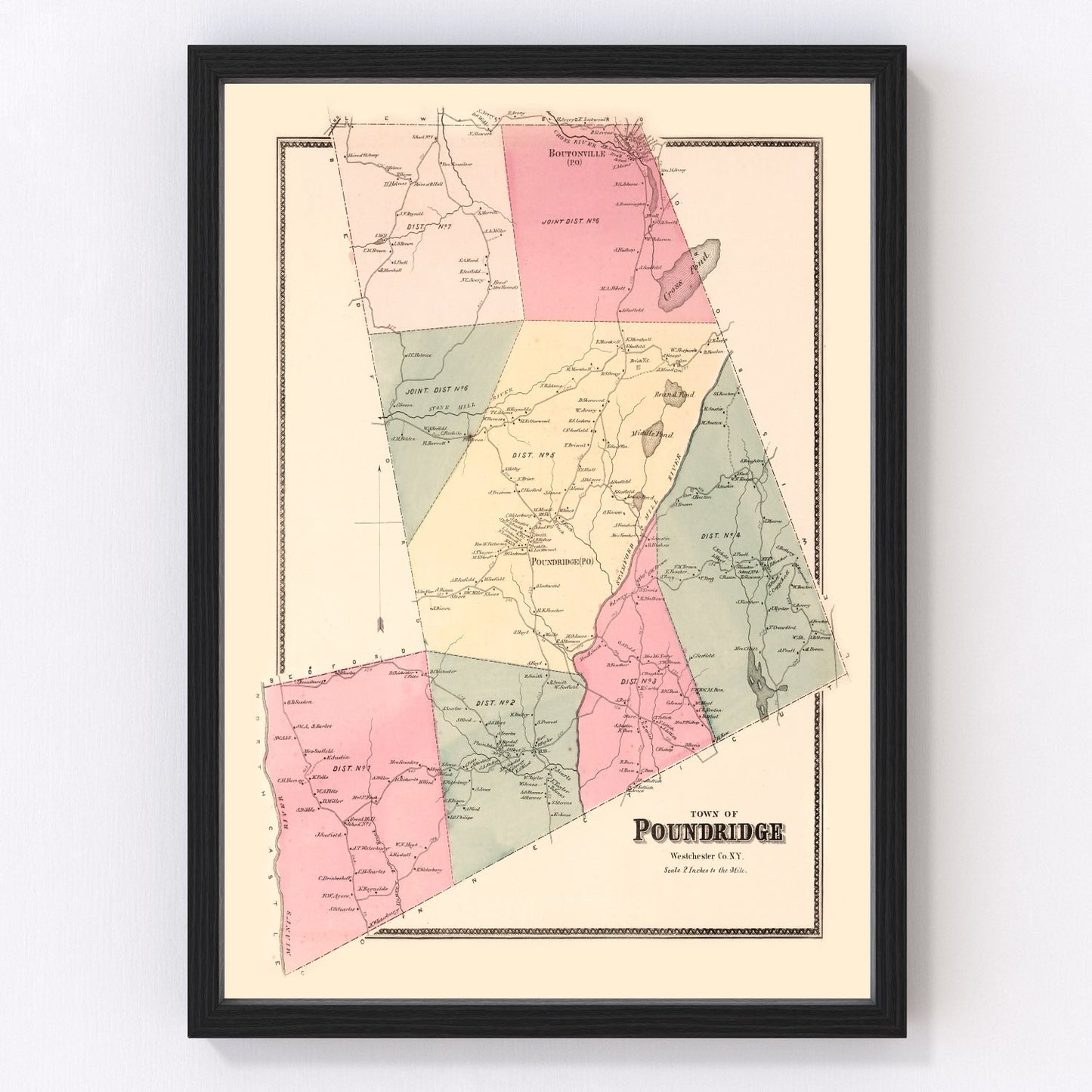 Vintage map of Pound Ridge, New York, 1867