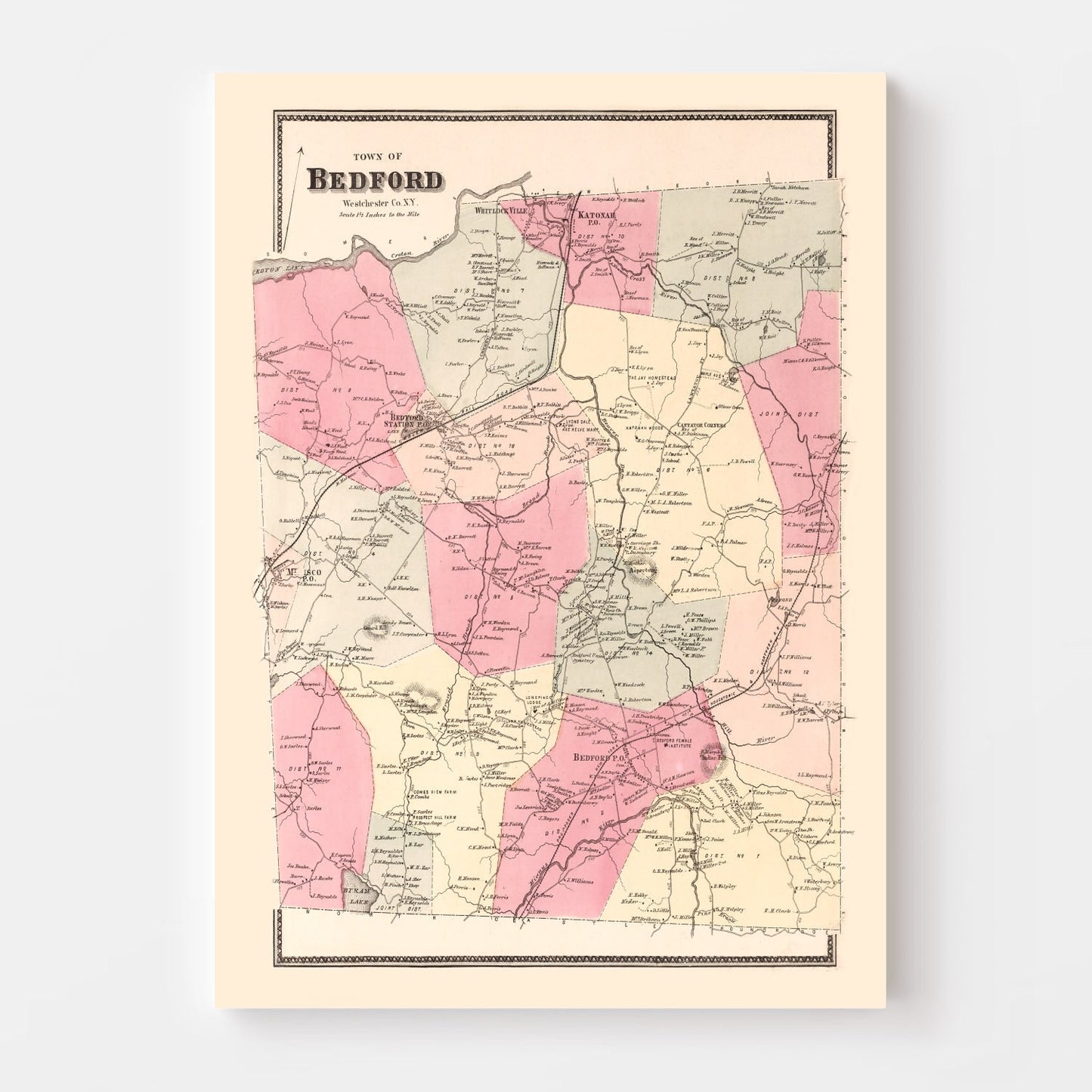 Vintage Map of Bedford, New York, 1867