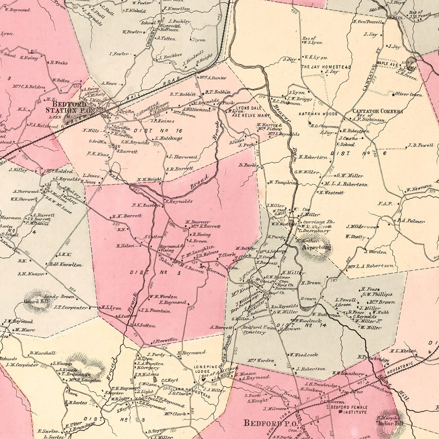 Vintage Map of Bedford, New York, 1867