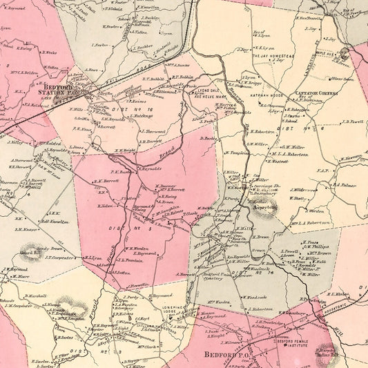 Vintage Map of Bedford, New York, 1867
