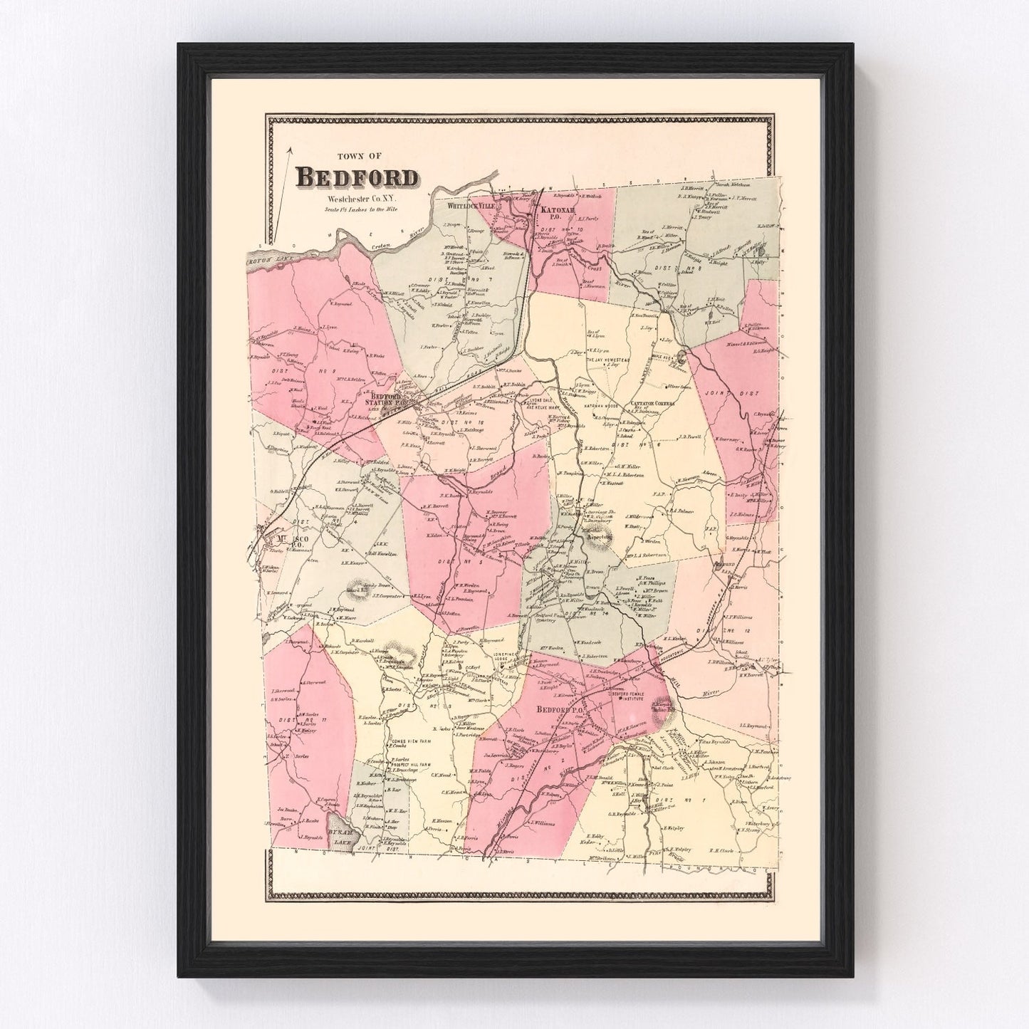 Vintage map of Bedford, New York, 1867