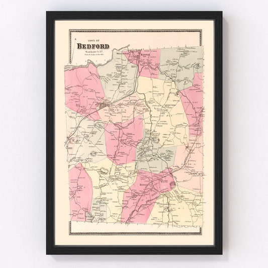 Vintage map of Bedford, New York, 1867
