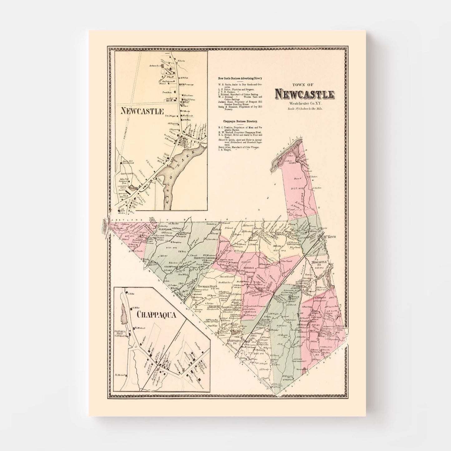 Vintage Map of Newcastle, New York, 1867