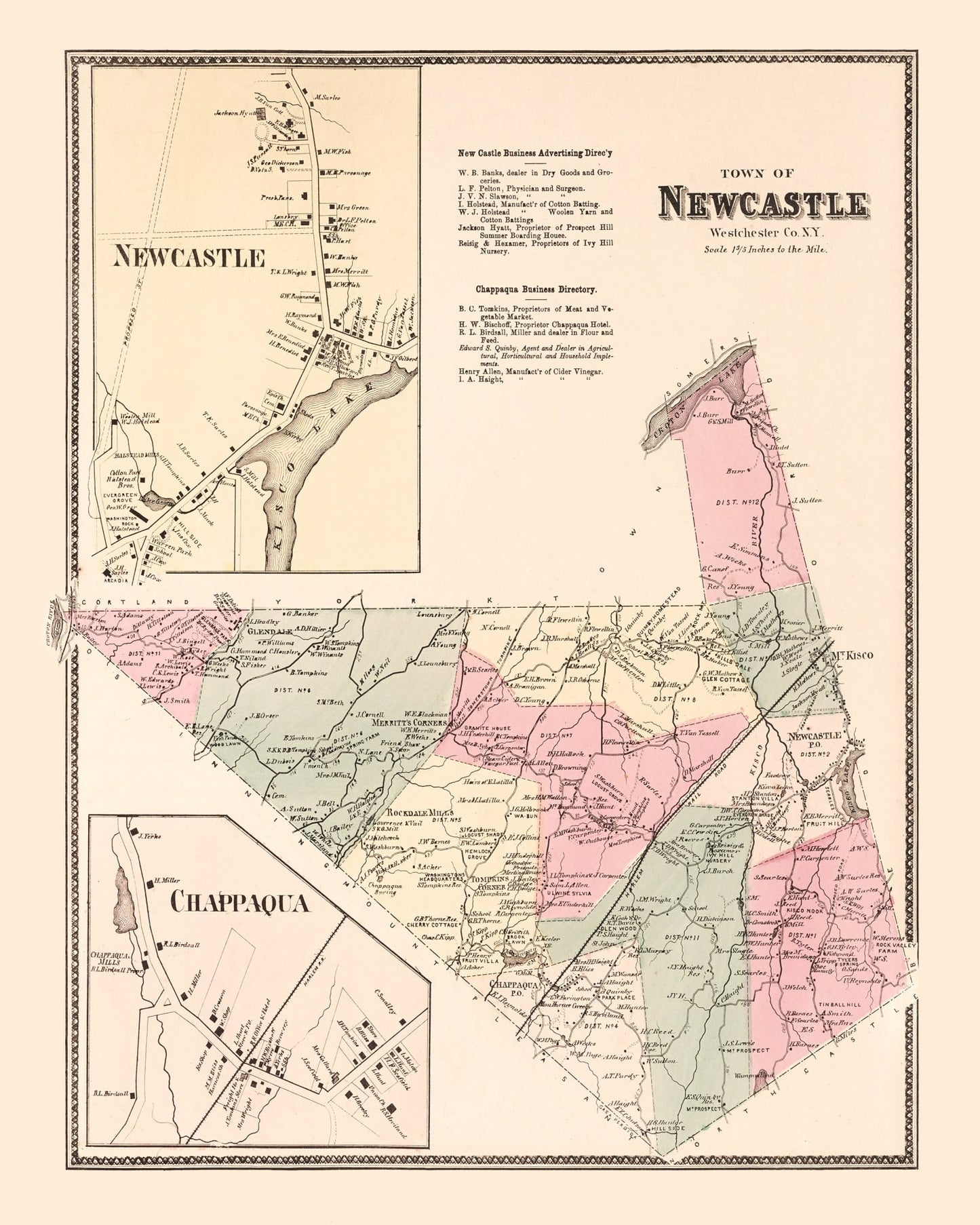Vintage Map of Newcastle, New York, 1867