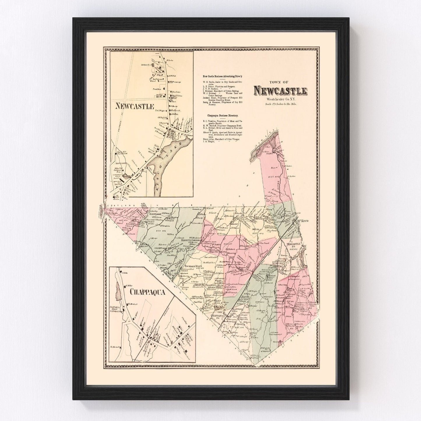 Vintage map of Newcastle, Westchester County, New York, 1867