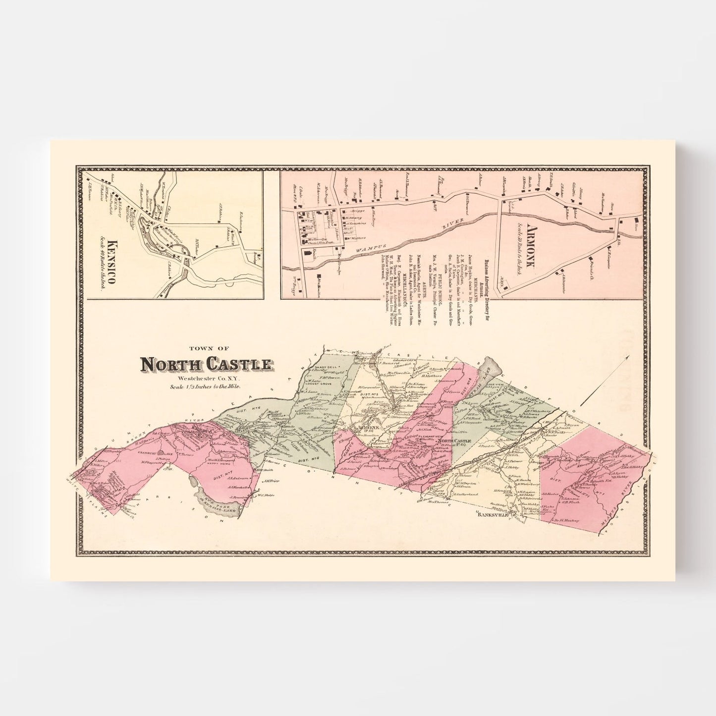 Vintage Map of North Castle, New York, 1867
