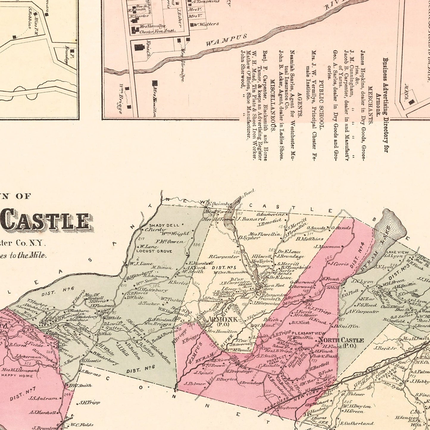 Vintage Map of North Castle, New York, 1867
