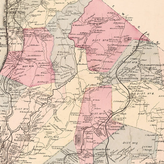 Vintage Map of Pleasantville Station, New York, 1867