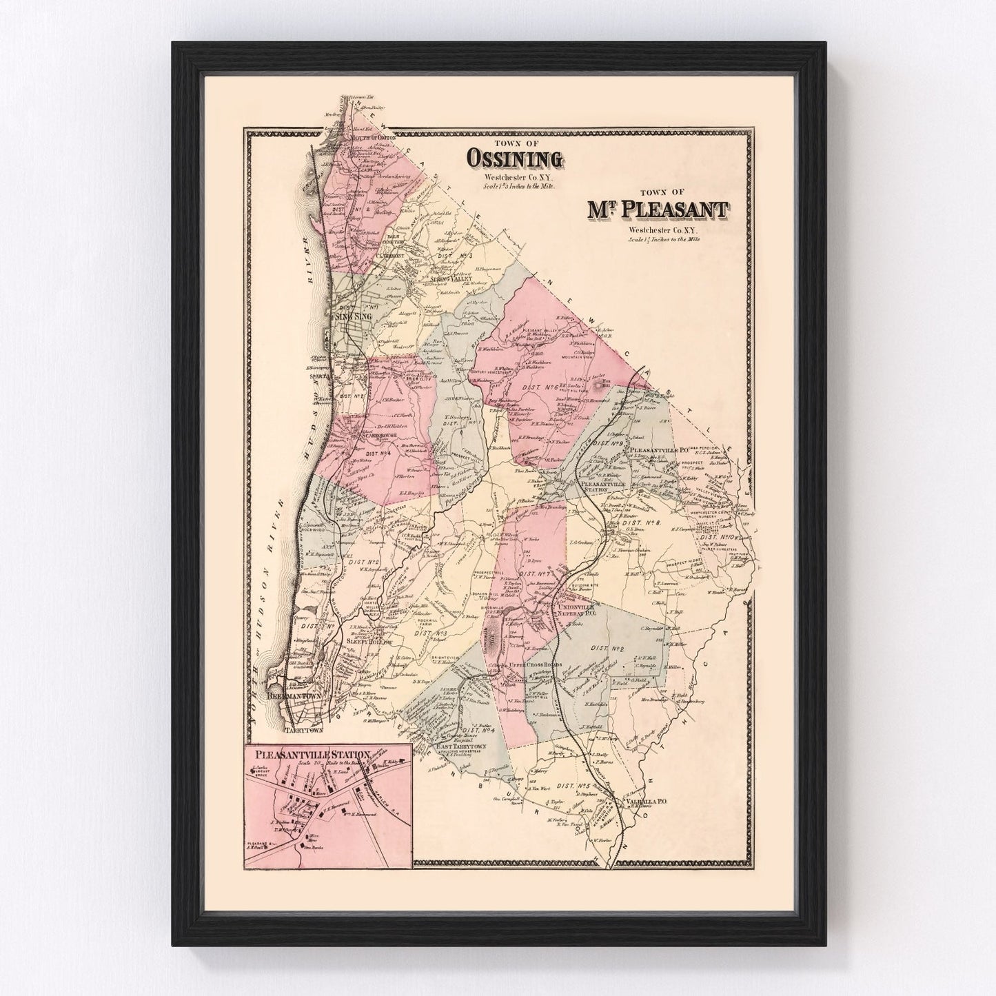 Vintage map of Pleasantville Station, New York, 1867