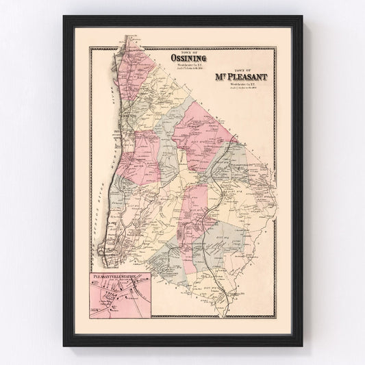 Vintage map of Pleasantville Station, New York, 1867