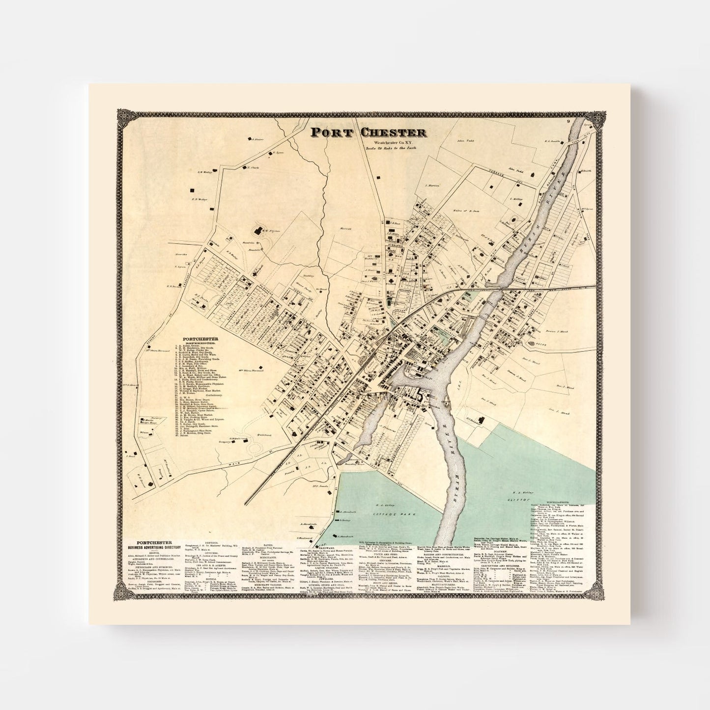 Vintage Map of Port Chester, New York, 1867