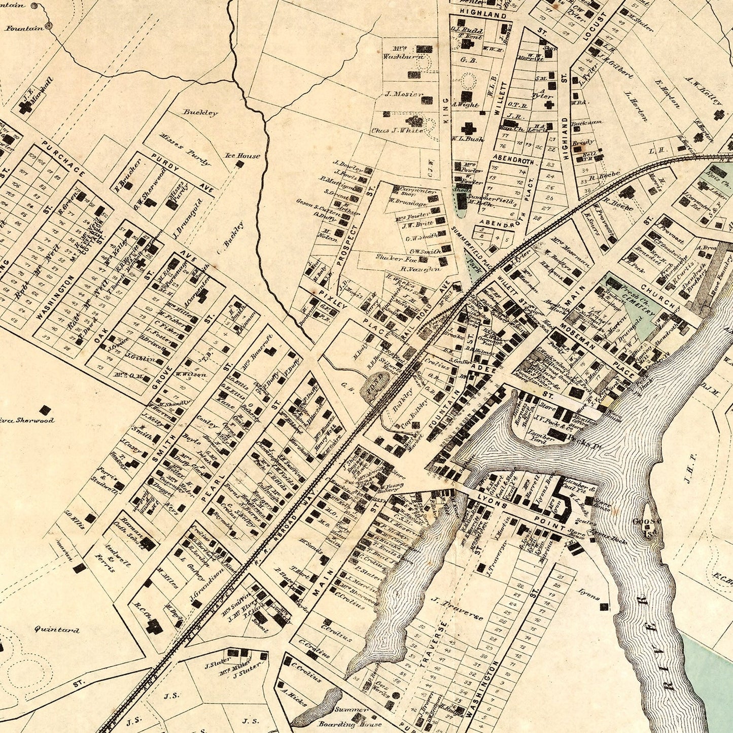 Vintage Map of Port Chester, New York, 1867