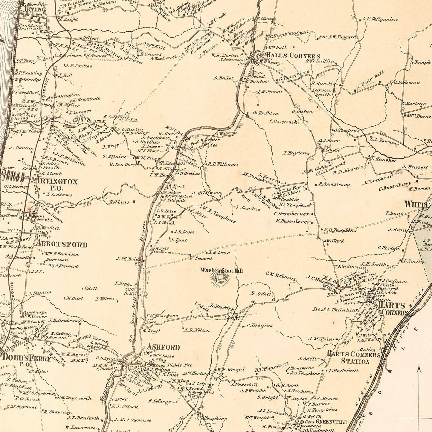 Vintage Map of Greenburgh, New York, 1867