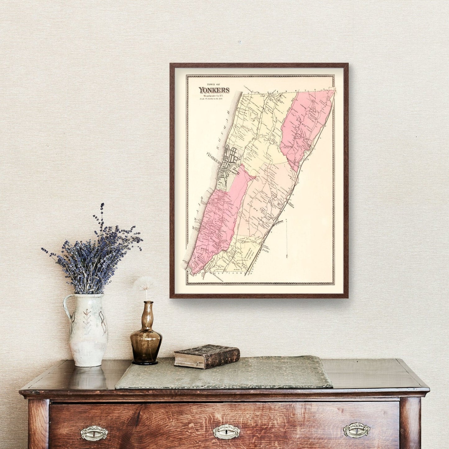 Vintage Map of Yonkers, New York, 1867
