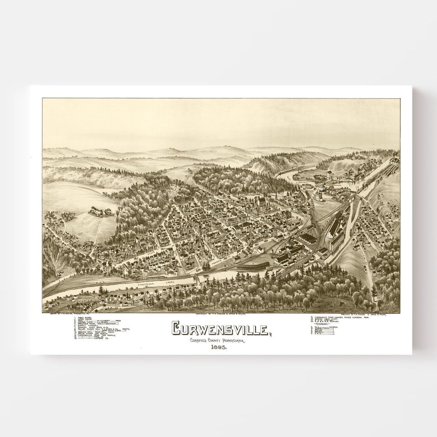Vintage Map of Curwensville, Pennsylvania, 1895