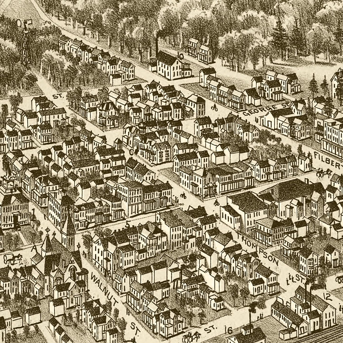 Vintage Map of Curwensville, Pennsylvania, 1895