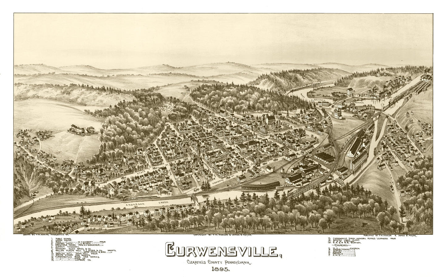Vintage Map of Curwensville, Pennsylvania, 1895