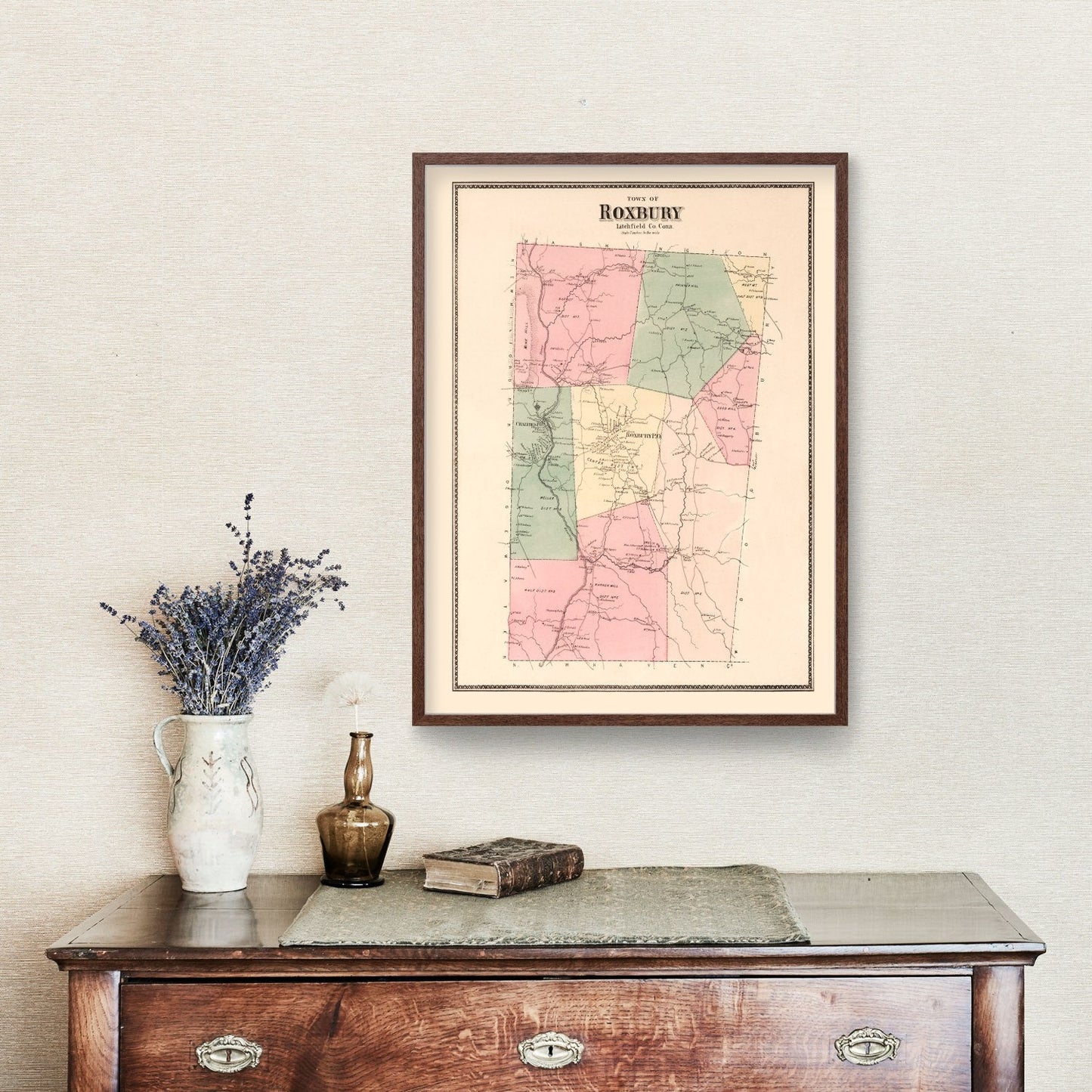 Vintage Map of Roxbury, Connecticut, 1867