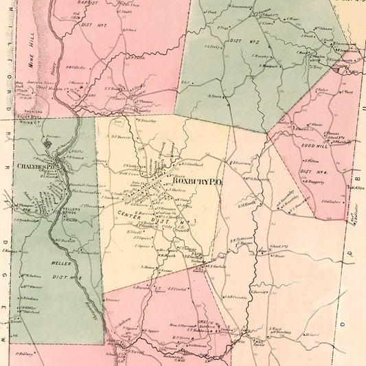 Vintage Map of Roxbury, Connecticut, 1867
