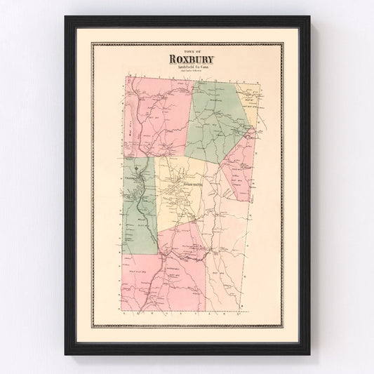 vintage map of Roxbury, Connecticut, 1867