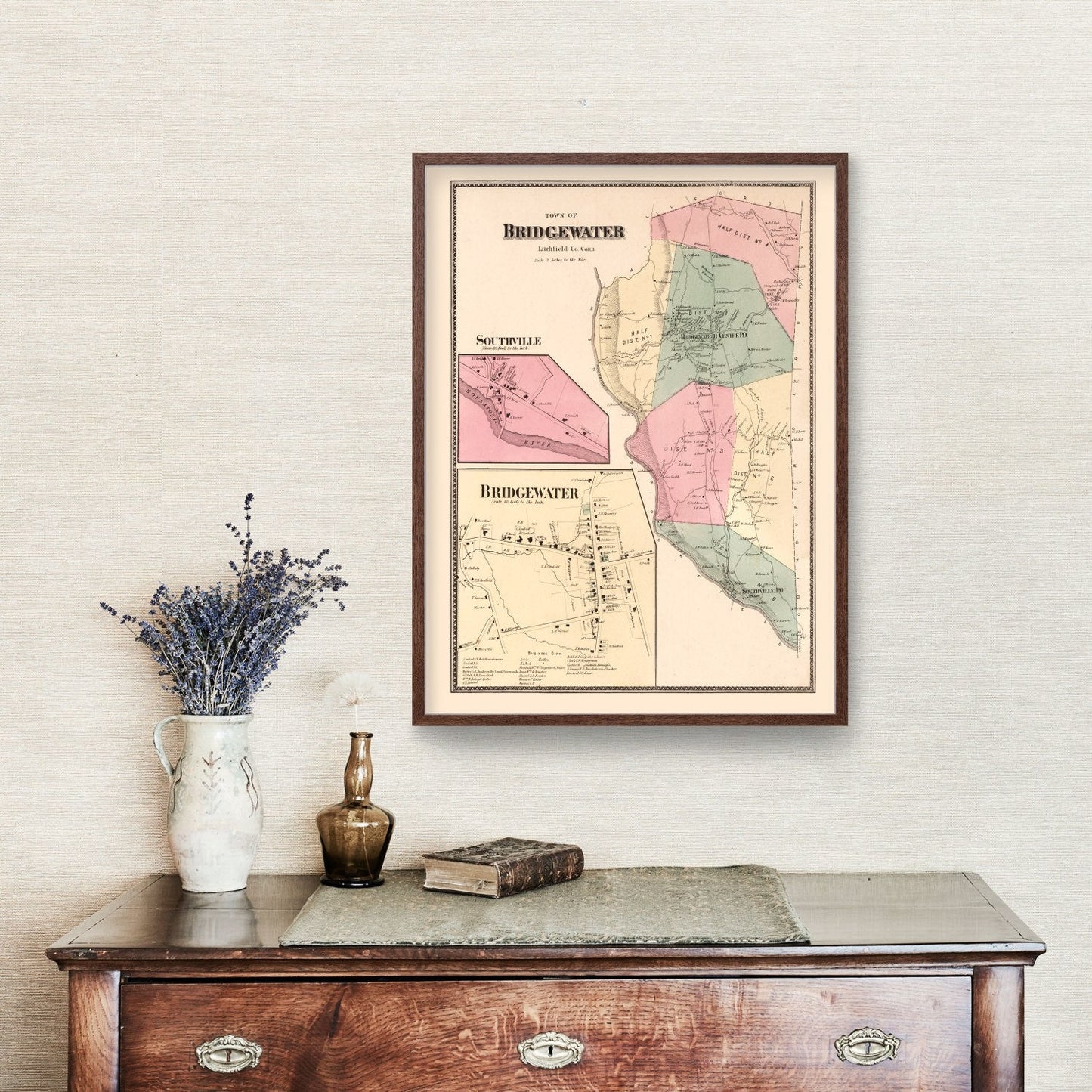 Vintage Map of Southville, Connecticut, 1867