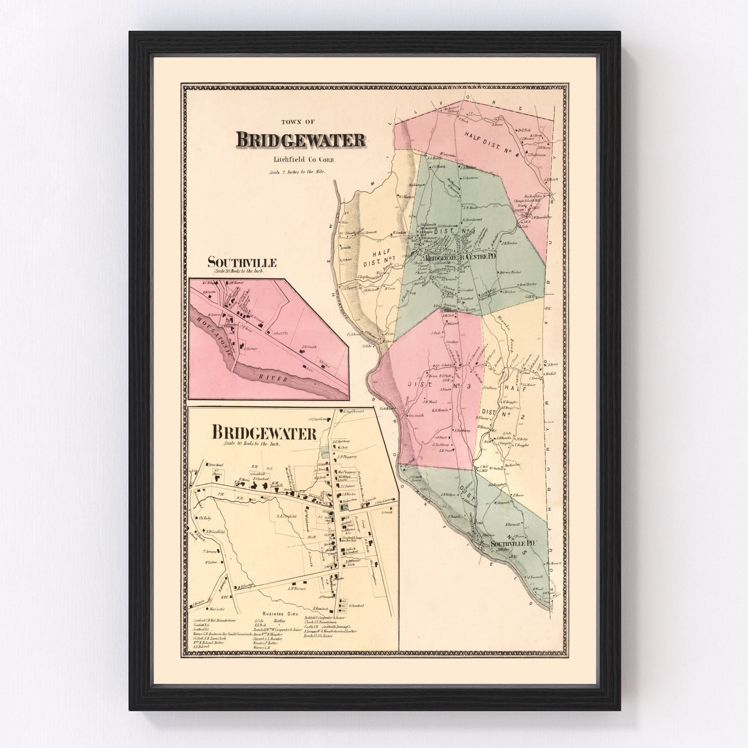 vintage map of Southville, Connecticut, 1867