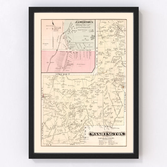 Vintage map of Jamestown, Pennsylvania, 1877
