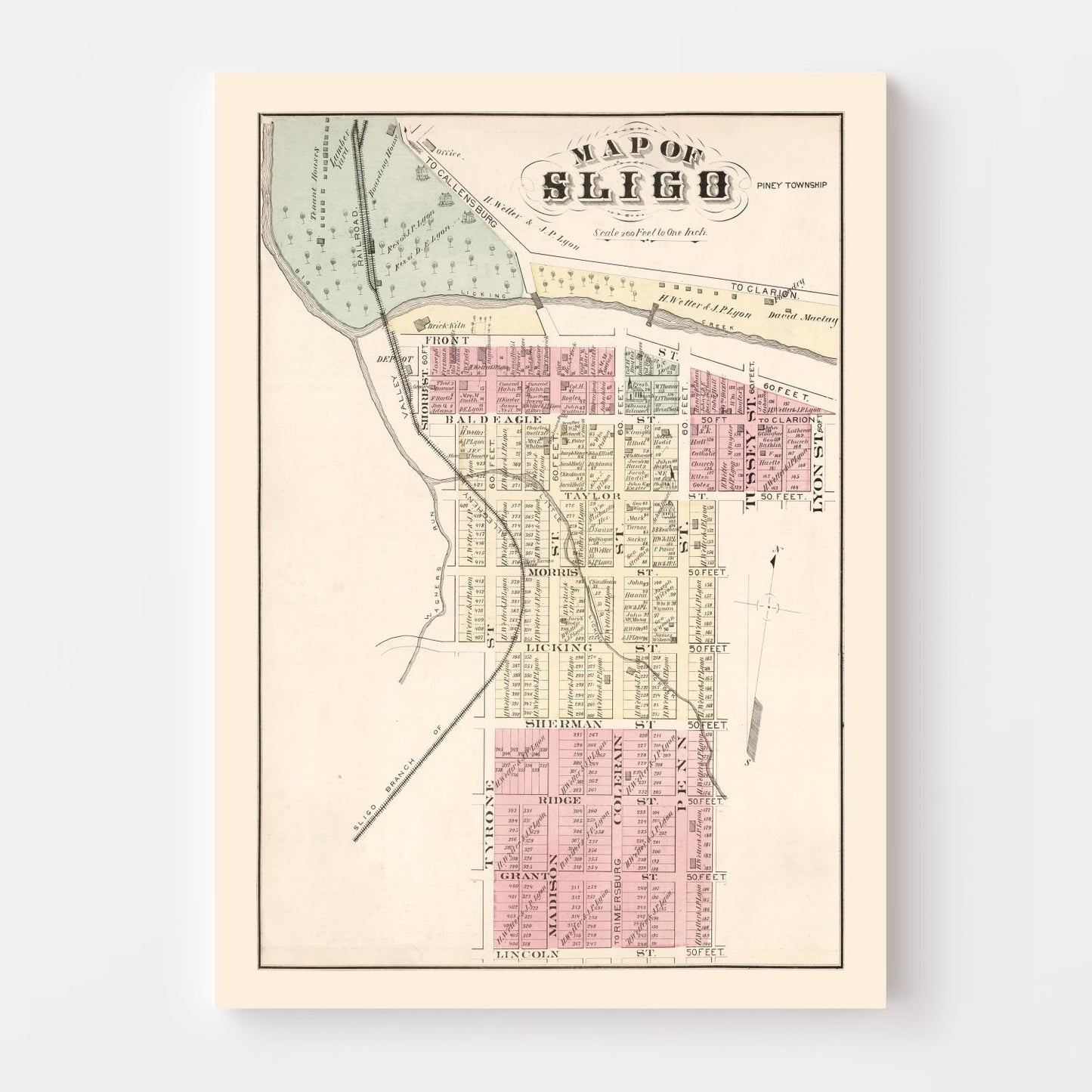 Vintage Map of Sligo, Pennsylvania, 1877 II