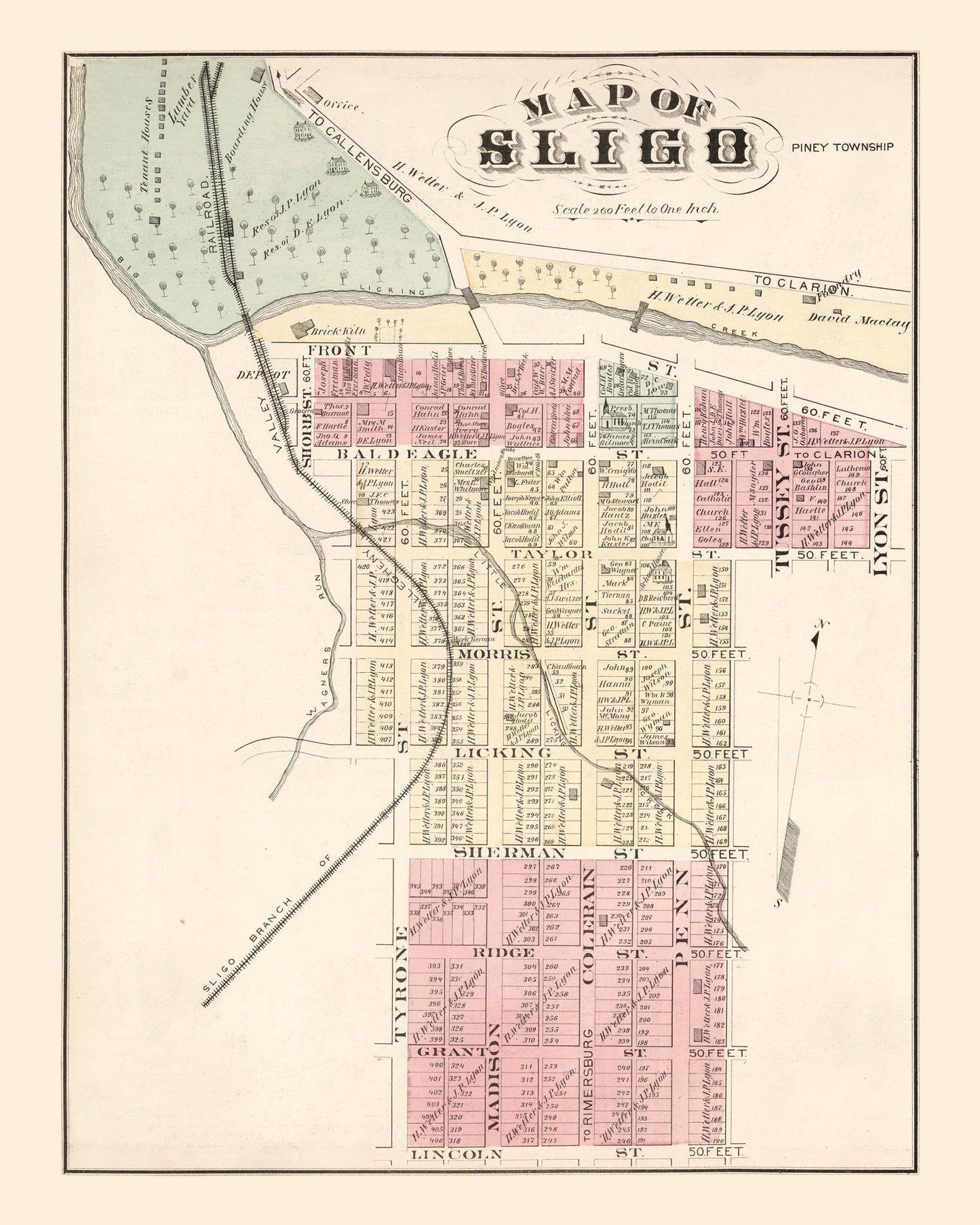 Vintage Map of Sligo, Pennsylvania, 1877 II