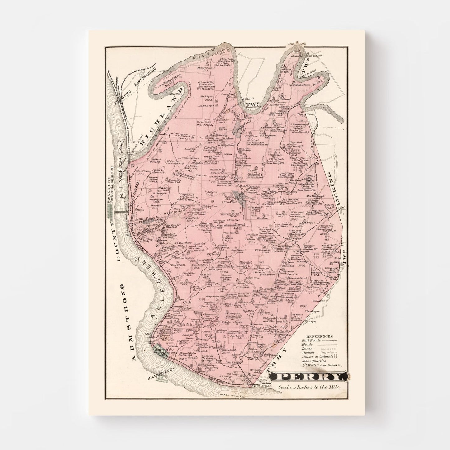 Vintage Map of Perry, Pennsylvania, 1877