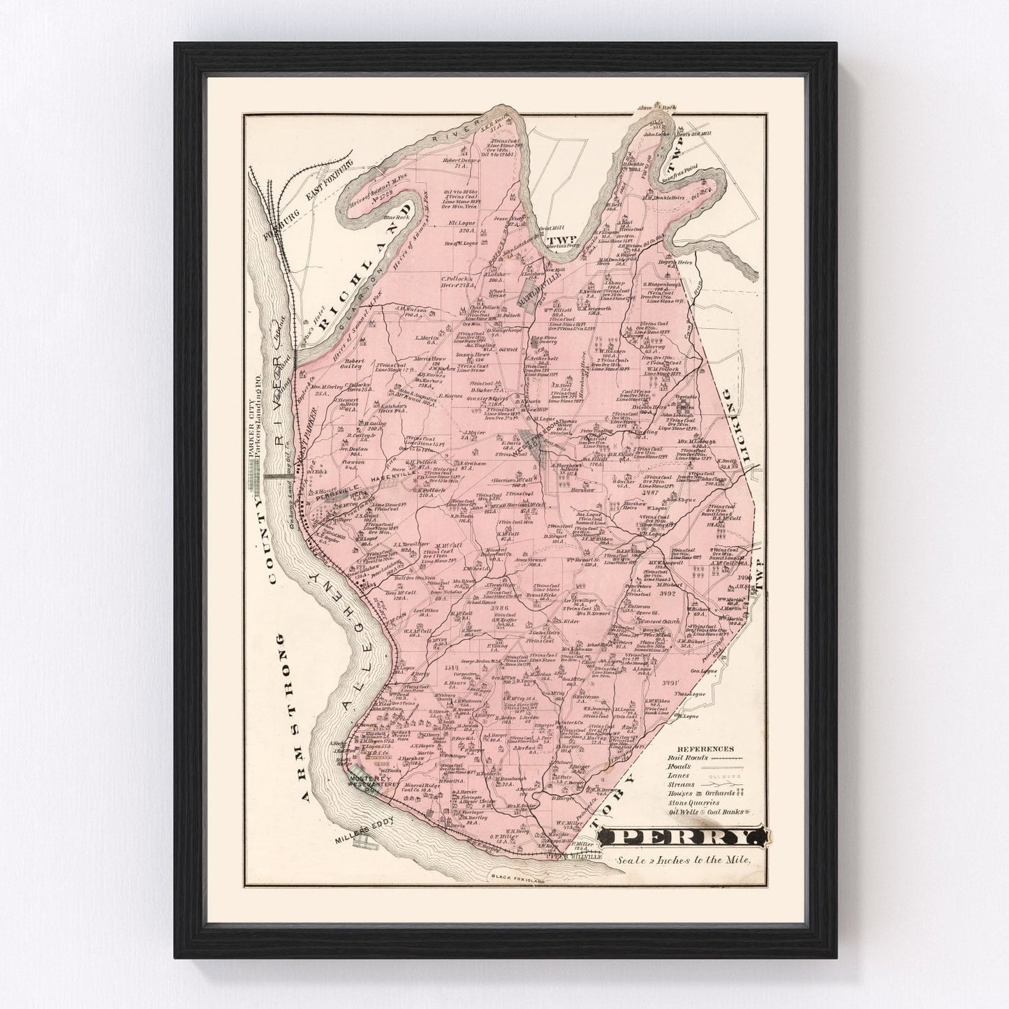 vintage map of Perry, Pennsylvania, 1877