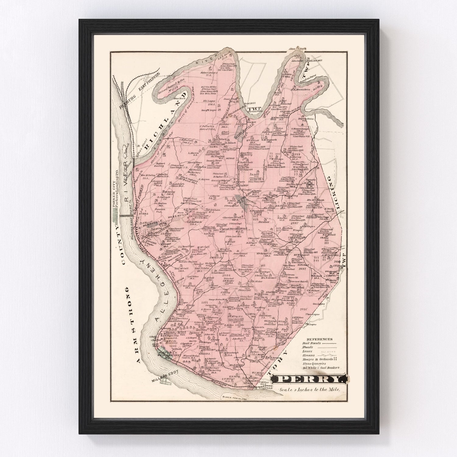 vintage map of Perry, Pennsylvania, 1877