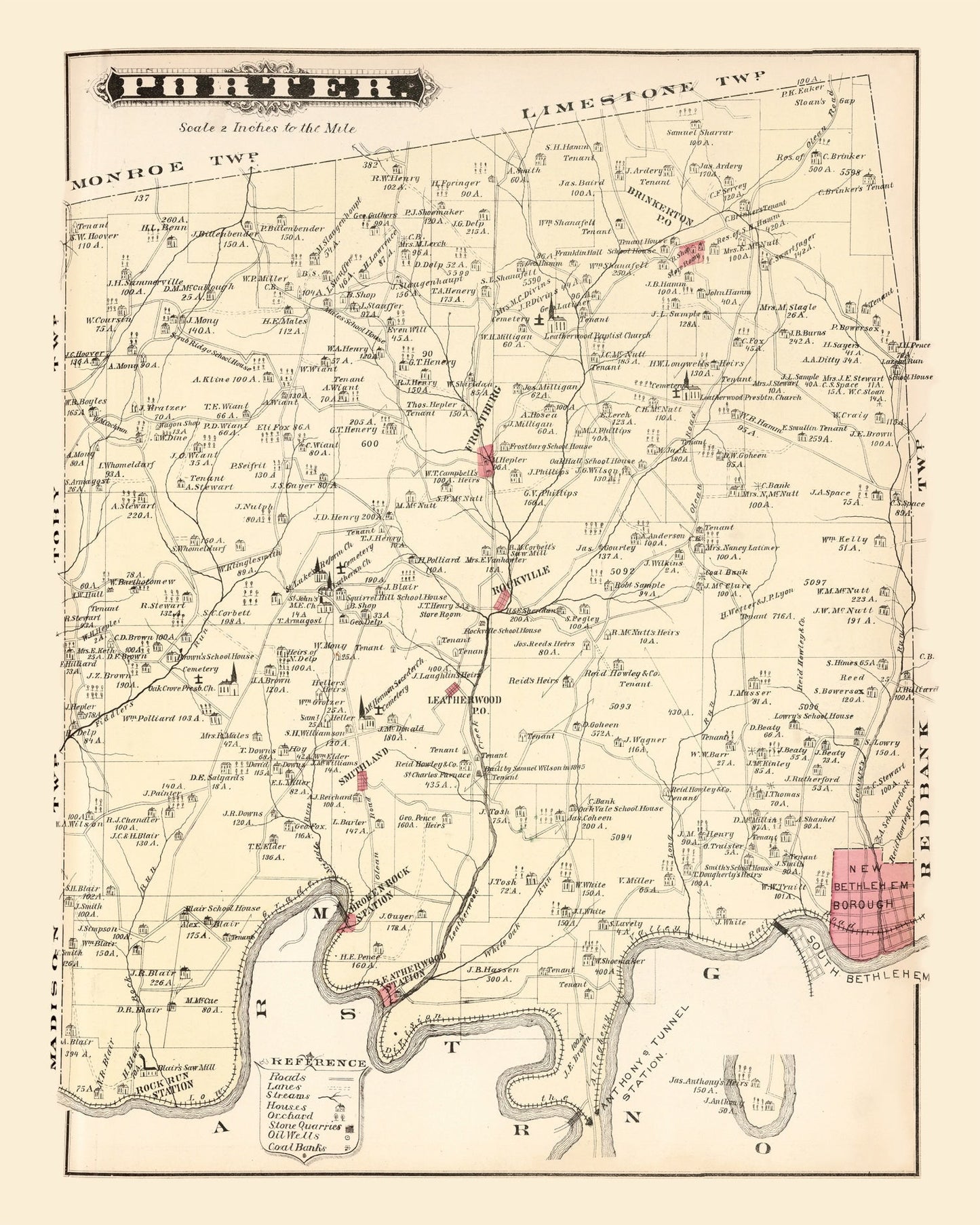 Vintage Map of Porter, Pennsylvania, 1877