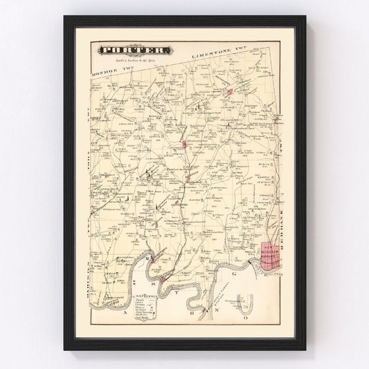 Vintage map of Porter, Pennsylvania, 1877
