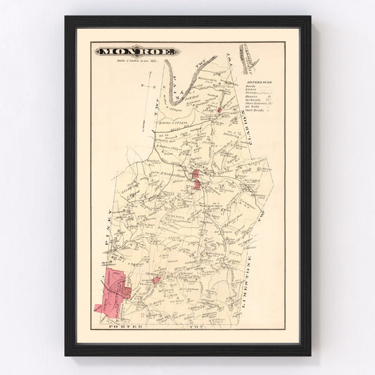 Vintage map of Monroe, Pennsylvania, 1877