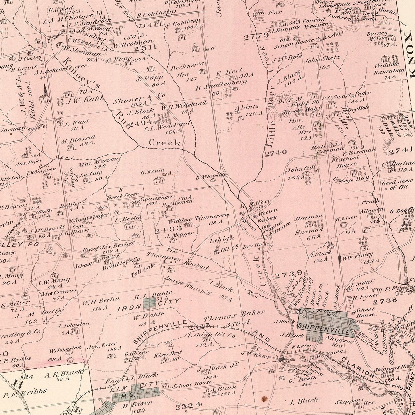 Vintage Map of Elk County, Pennsylvania, 1877