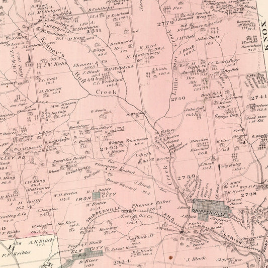 Vintage Map of Elk County, Pennsylvania, 1877