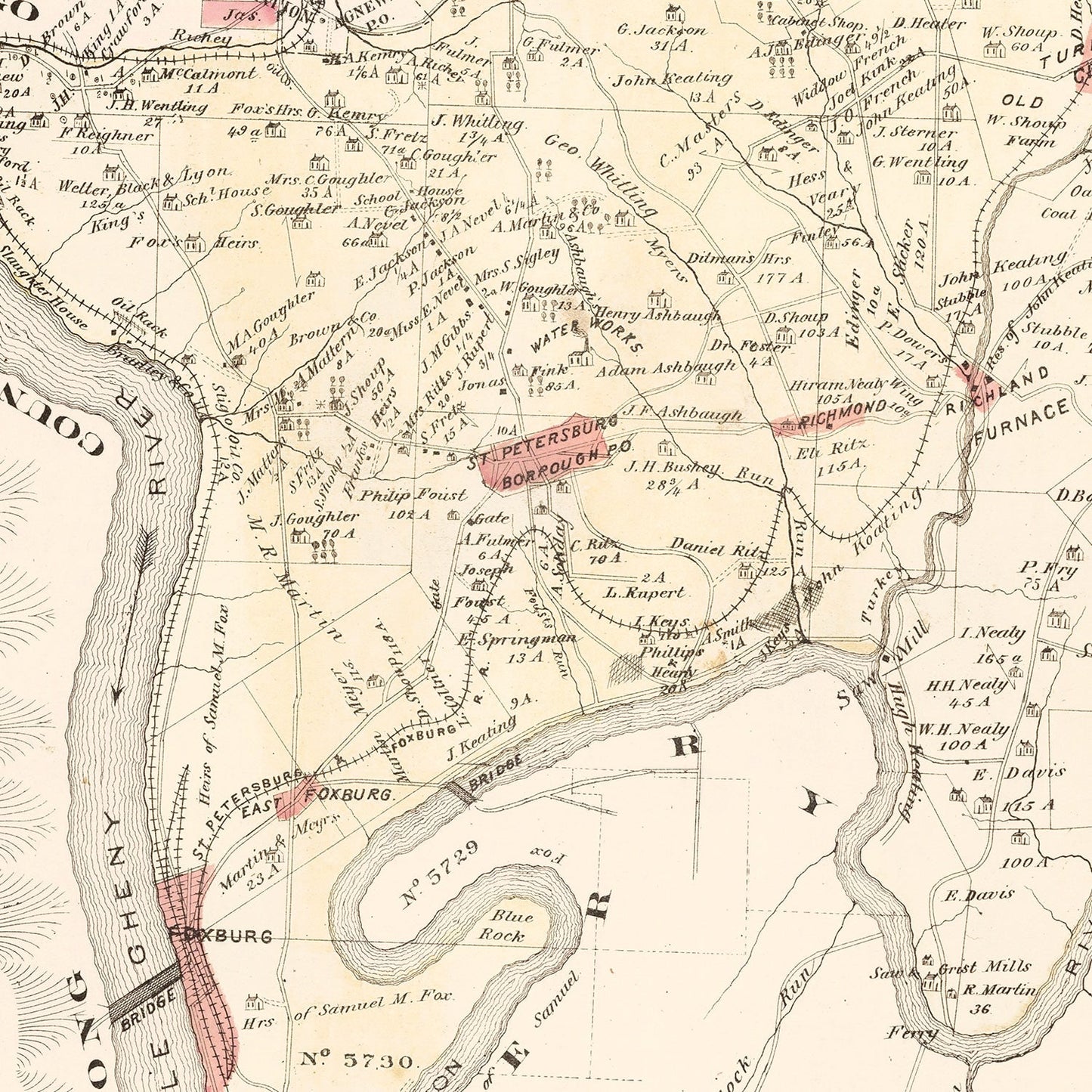 Vintage Map of Richland, Pennsylvania, 1877