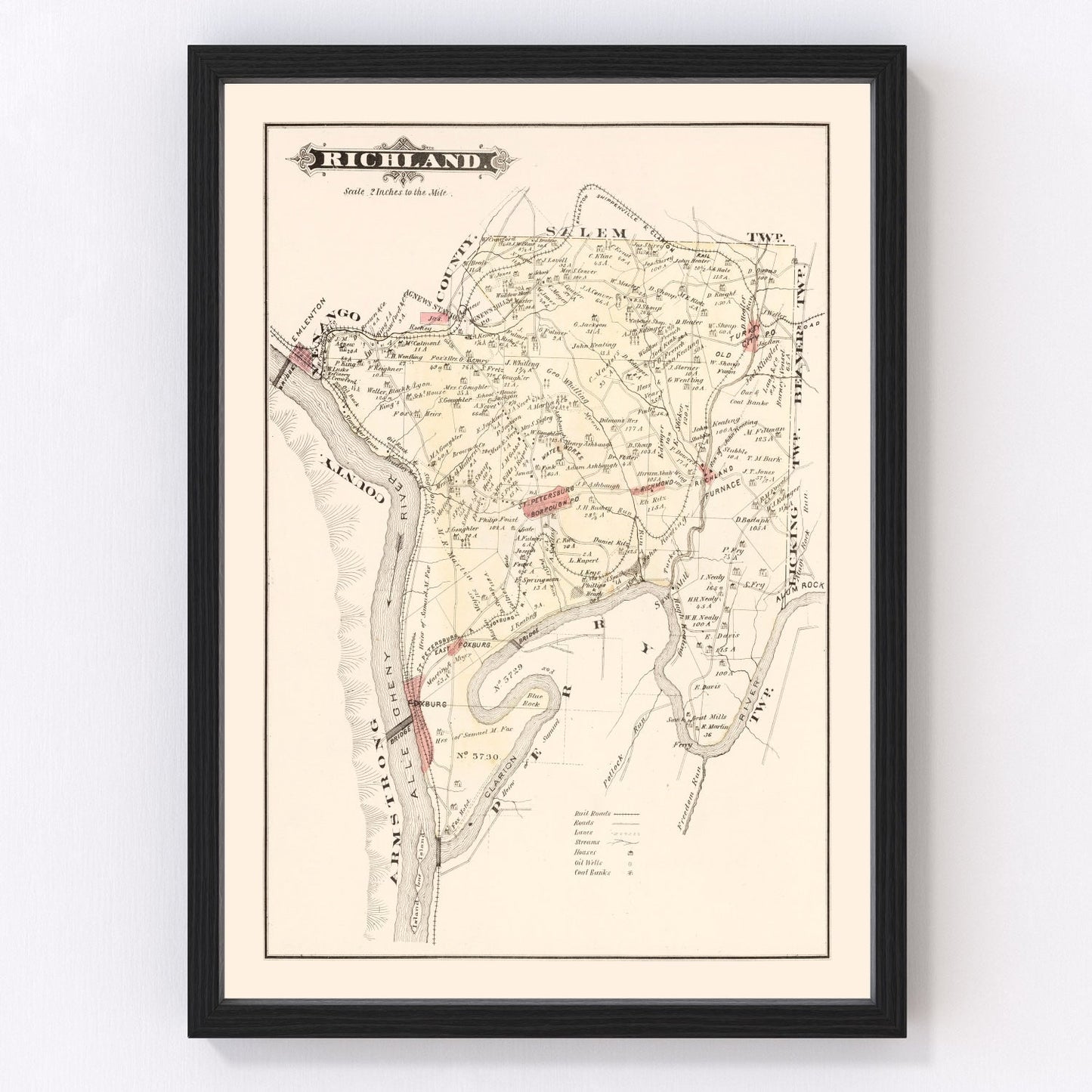 Vintage map of Richland, Pennsylvania, 1877