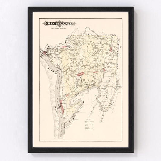 Vintage map of Richland, Pennsylvania, 1877