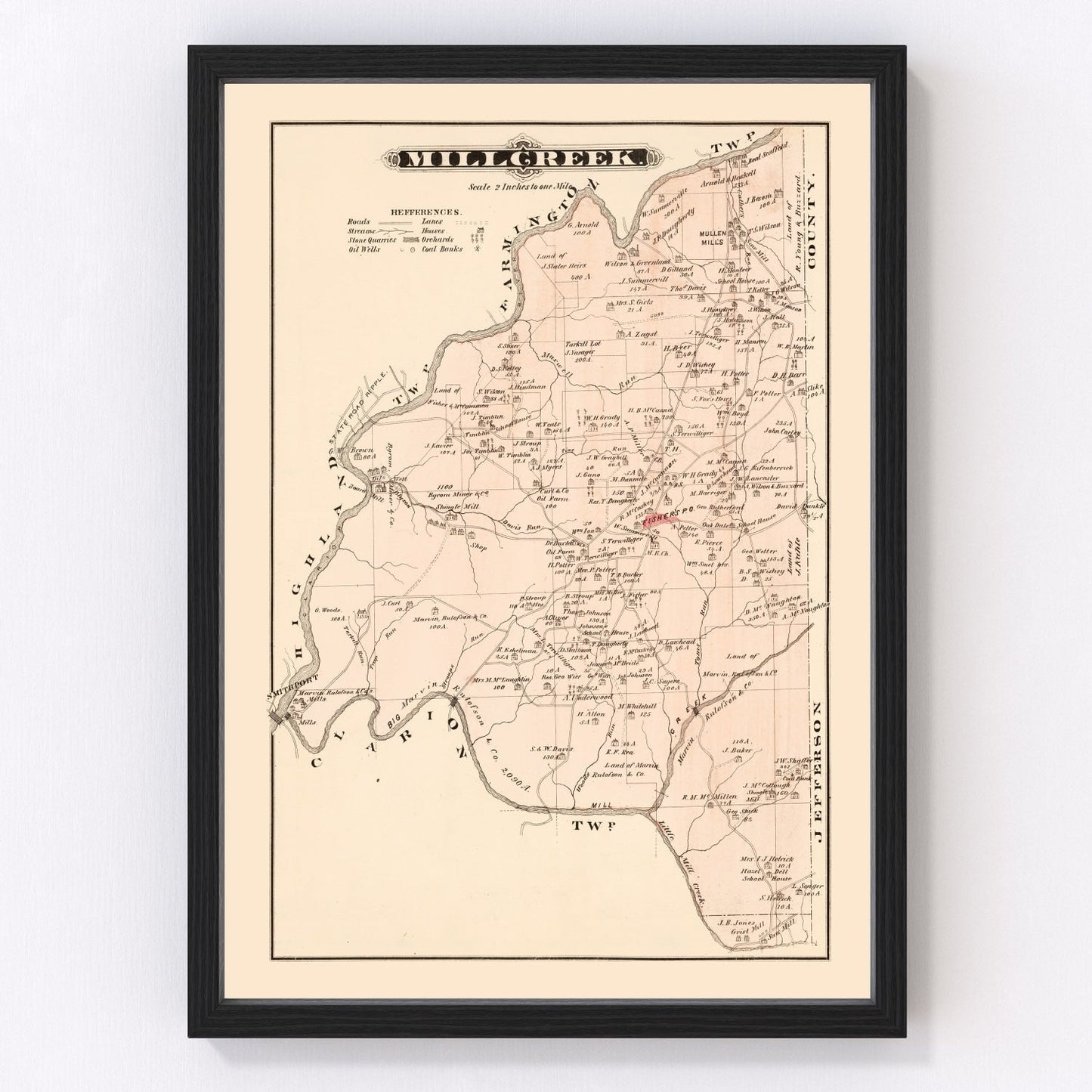 vintage map of Millcreek, Pennsylvania, 1877