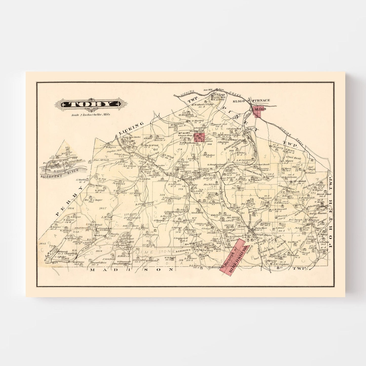 Vintage Map of Tory, Pennsylvania, 1877