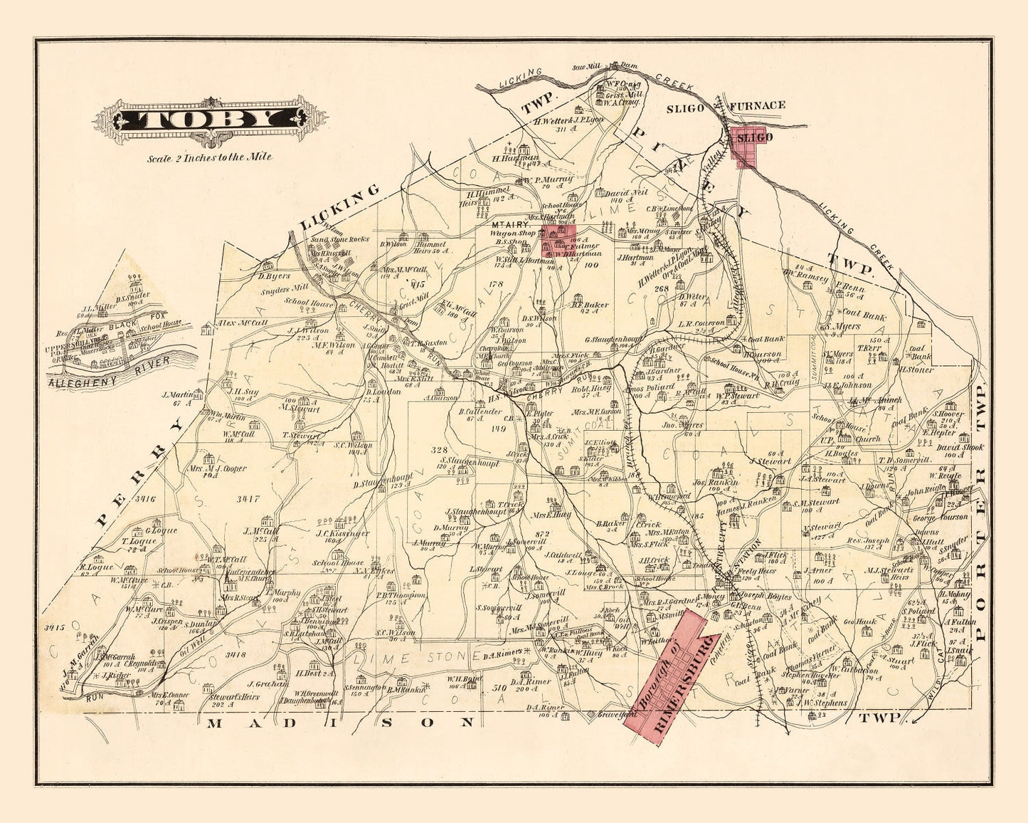Vintage Map of Tory, Pennsylvania, 1877