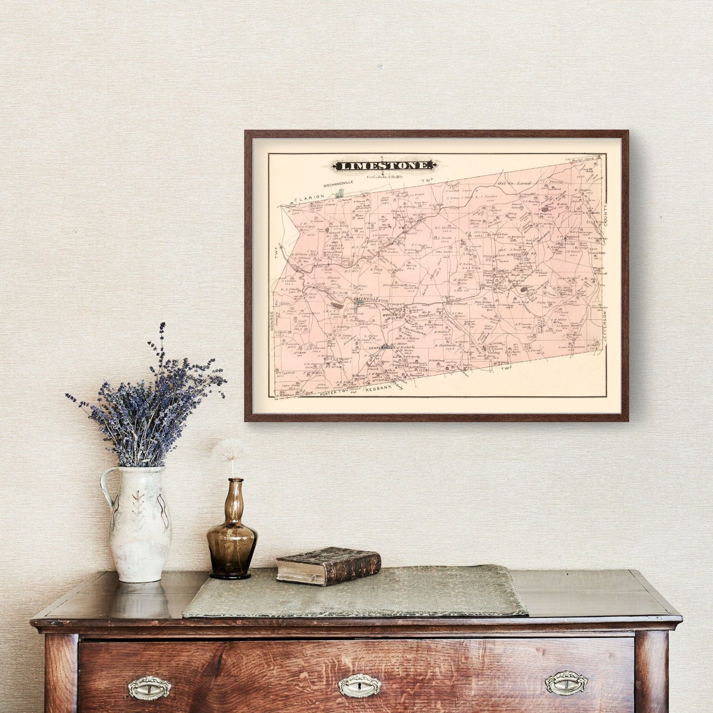Vintage Map of Limestone, Pennsylvania, 1877
