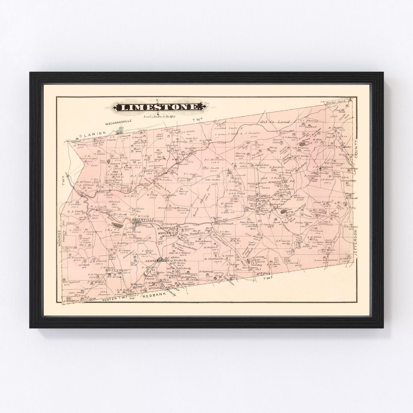Vintage map of Limestone, Pennsylvania, 1877