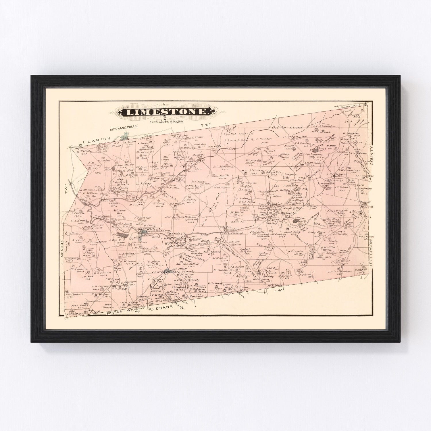 Vintage map of Limestone, Pennsylvania, 1877
