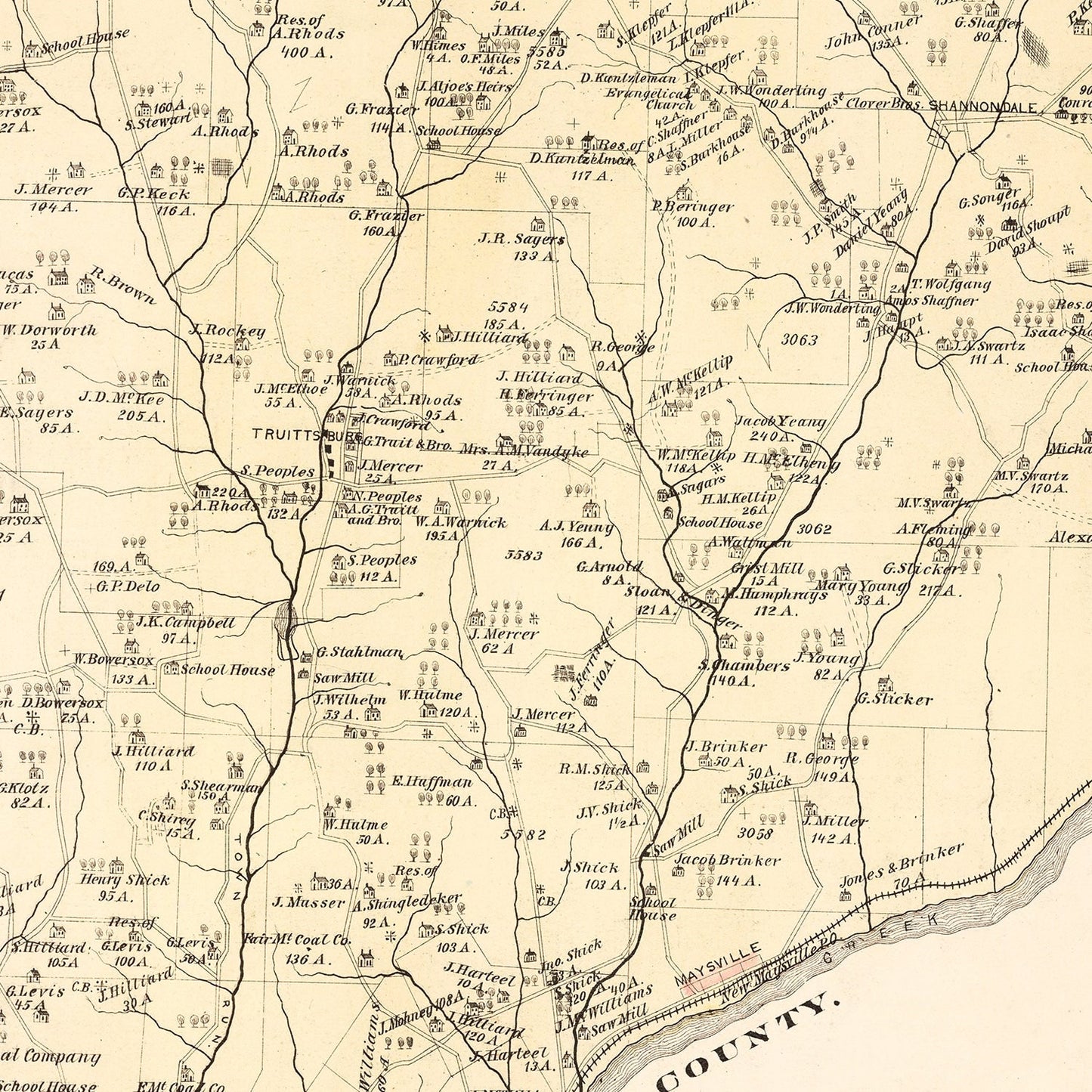 Vintage Map of Redbank, Pennsylvania, 1877