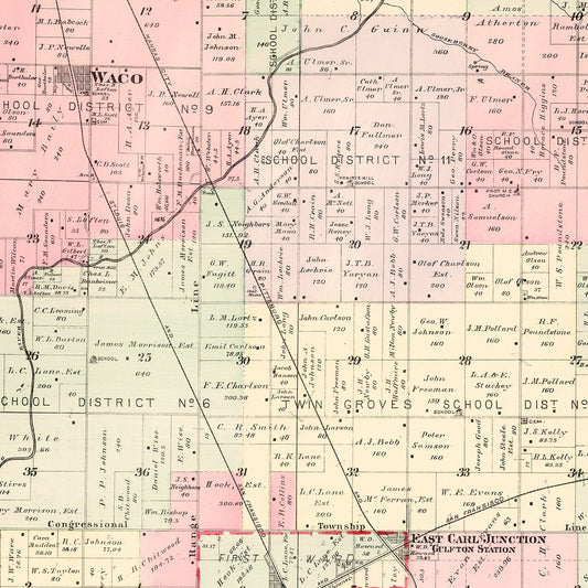 Vintage Map of Twin Groves Township, Jasper County, Missouri, 1895