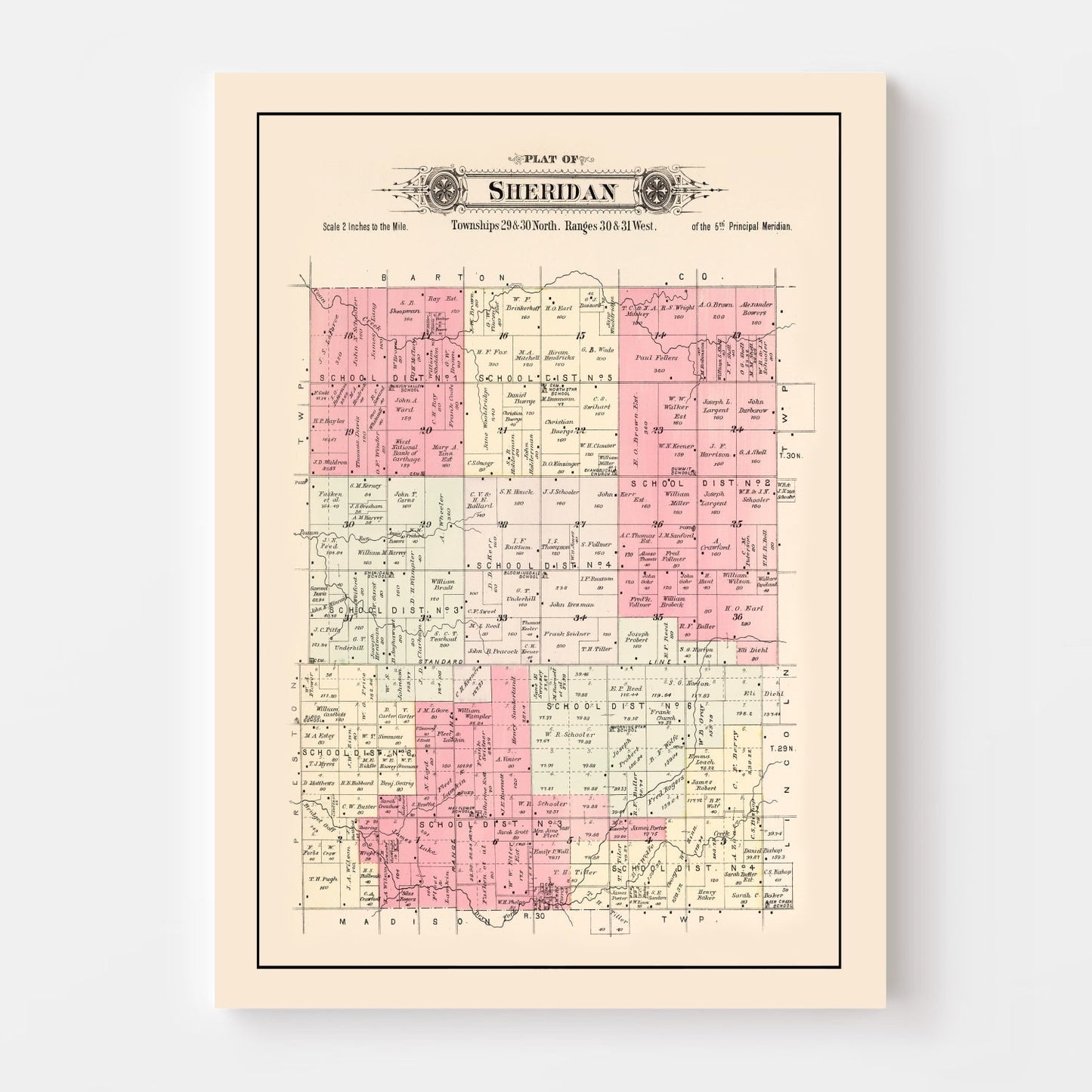 Vintage Map of Sheridan Township, Jasper County, Missouri, 1895